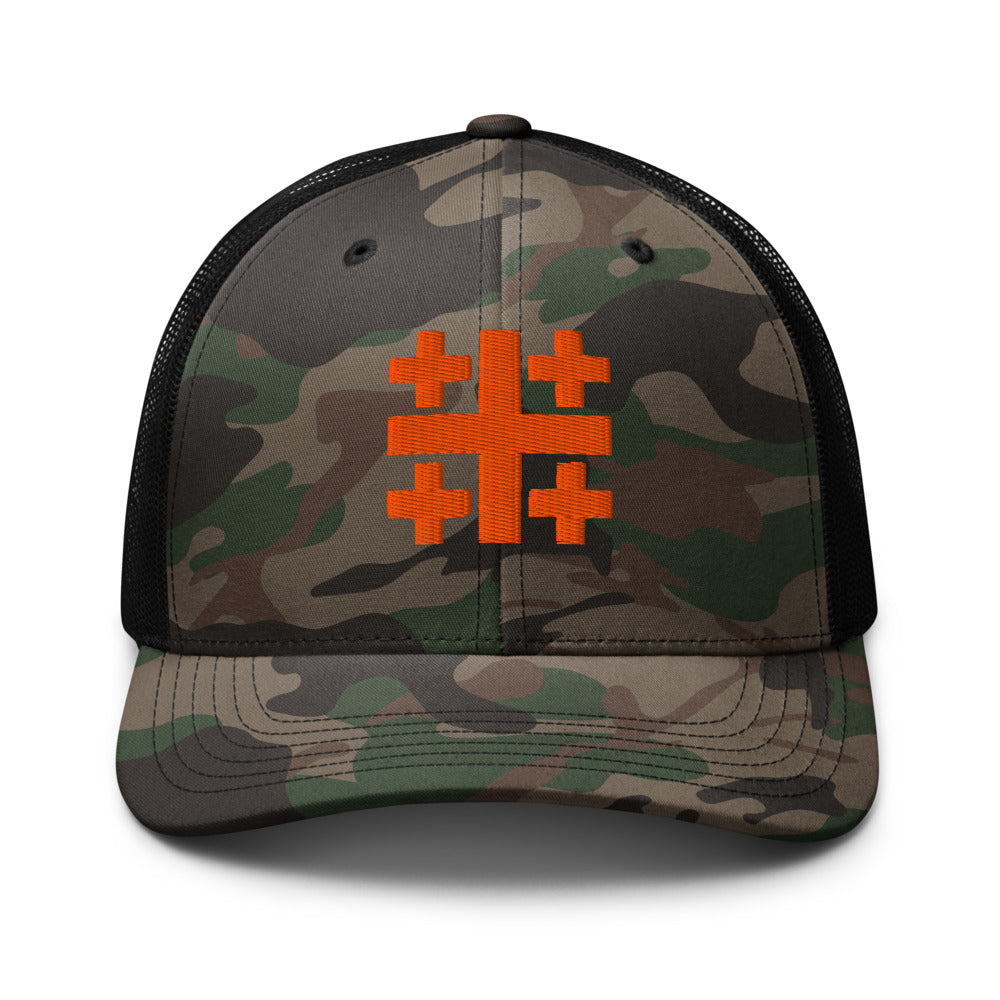 Camo/Black Jerusalem cross 3D puff front