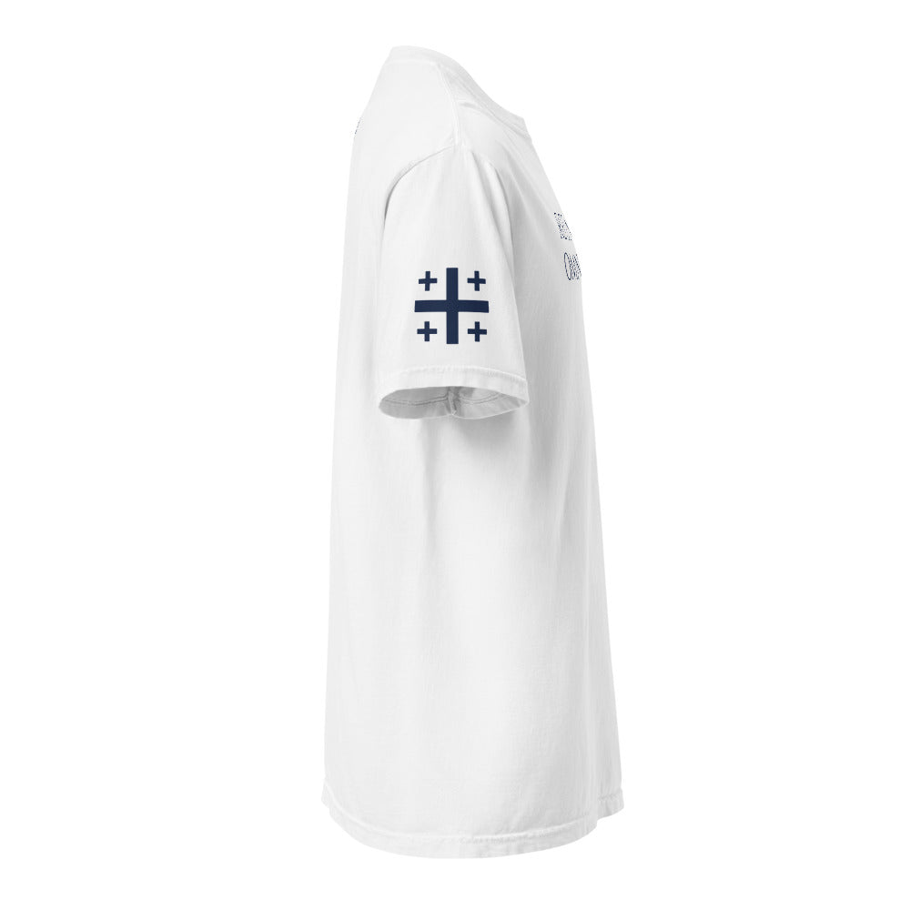 White right sleeve Jerusalem cross