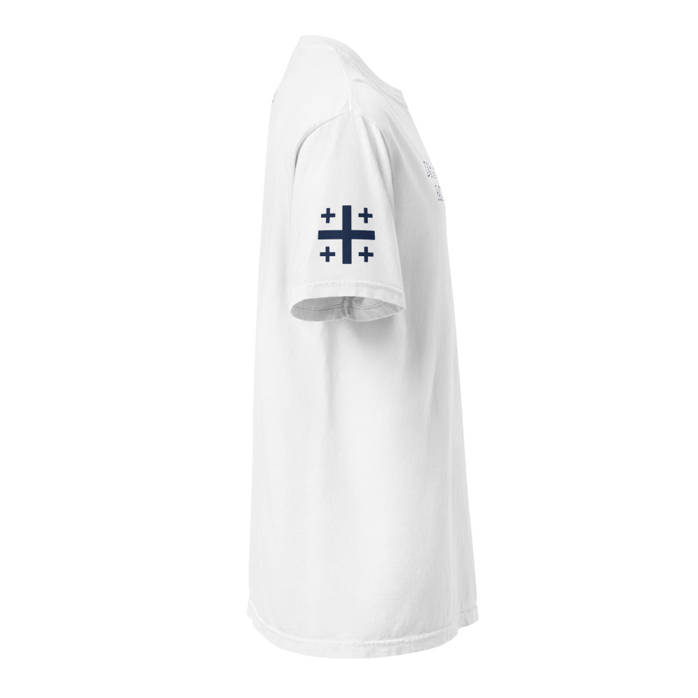 White right sleeve Jerusalem cross